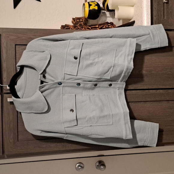 M & 2x left💕New sky blue waffle knit crop jacket - Picture 13 of 15